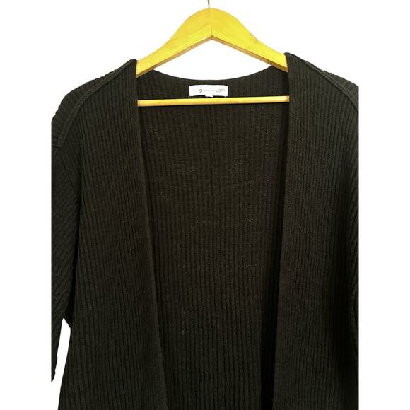 Lou & Grey for LOFT Women Ribbed Knit Open Front Cardigan Sweater Size XL Black - Picture 5 of 7